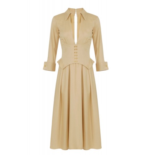 Rochie ELISABETTA FRANCHI, Stretch cotton dress with jewel clasps