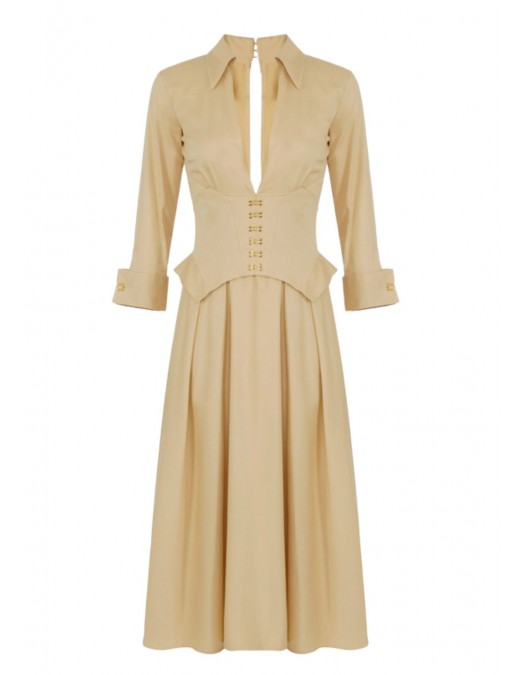Rochie ELISABETTA FRANCHI, Stretch cotton dress with jewel clasps - AB90057E2EA2 Rochie ELISABETTA FRANCHI, Stretch cotton dress with jewel clasps - AB90057E2EA2