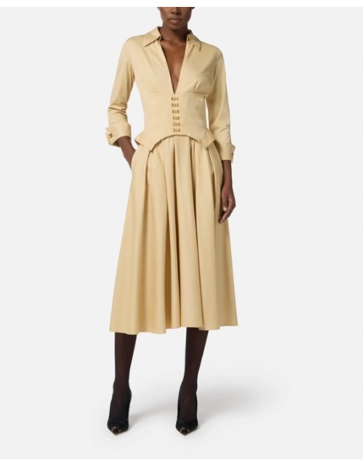 Rochie ELISABETTA FRANCHI, Stretch cotton dress with jewel clasps - AB90057E2EA2 Rochie ELISABETTA FRANCHI, Stretch cotton dress with jewel clasps - AB90057E2EA2
