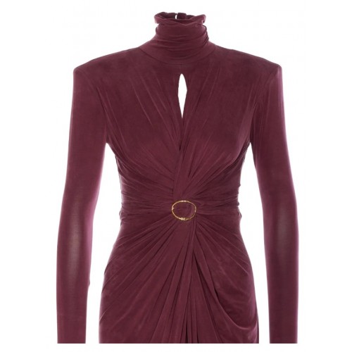 ROCHIE ELISABETTA FRANCHI, High-neck gathered maxi dress