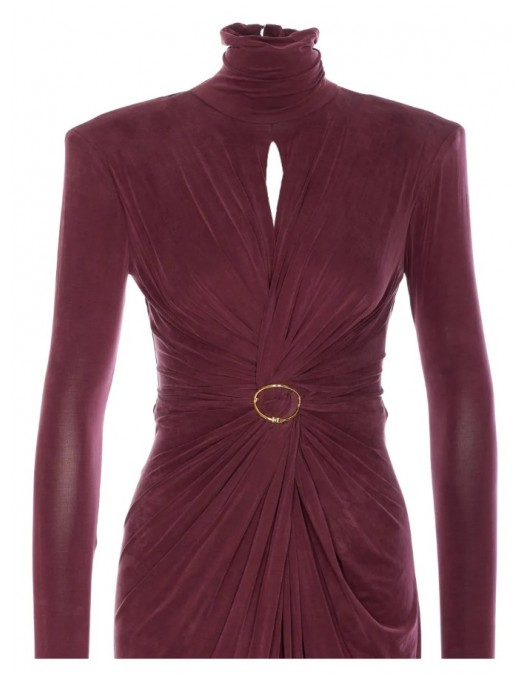 ROCHIE ELISABETTA FRANCHI, High-neck gathered maxi dress - ABR0656E2EA4