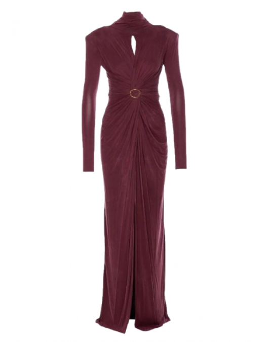 ROCHIE ELISABETTA FRANCHI, High-neck gathered maxi dress - ABR0656E2EA4