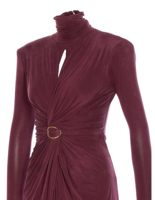 ROCHIE ELISABETTA FRANCHI, High-neck gathered maxi dress - ABR0656E2EA4