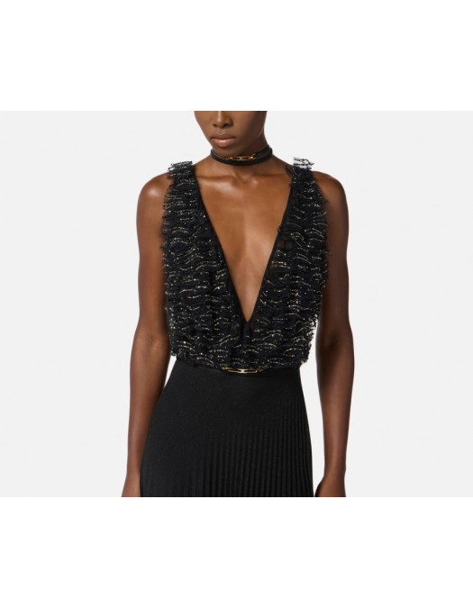 Rochie ELISABETTA FRANCHI,Red Carpet dress in tulle and jersey fabrics with crystals - ABR1957E2110