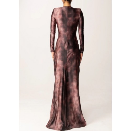 ROCHIE ELISABETTA FRANCHI, Red Carpet Dress with Python Print in Lycra MERLOT ROCHIE ELISABETTA FRANCHI, Red Carpet Dress with Python Print in Lycra MERLOT