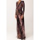 ROCHIE ELISABETTA FRANCHI, Red Carpet Dress with Python Print in Lycra MERLOT - ABR3557E2EA4