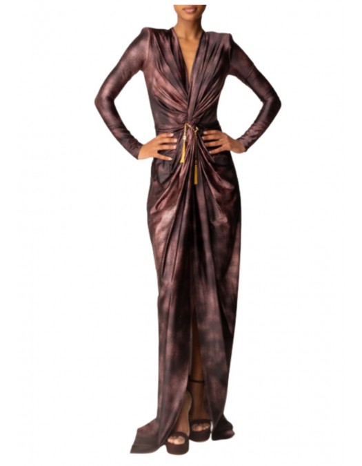 ROCHIE ELISABETTA FRANCHI, Red Carpet Dress with Python Print in Lycra MERLOT - ABR3557E2EA4