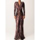 ROCHIE ELISABETTA FRANCHI, Red Carpet Dress with Python Print in Lycra MERLOT - ABR3557E2EA4