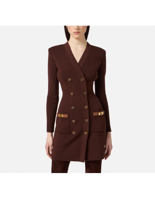 Rochie ELISABETTA FRANCHI,Mini dress in knit fabric with jewel decorations - AM04S56E2EA3 Rochie ELISABETTA FRANCHI,Mini dress in knit fabric with jewel decorations - AM04S56E2EA3