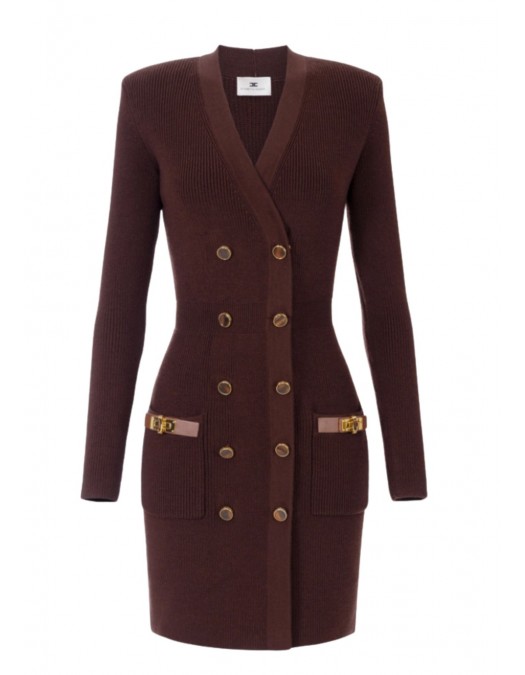 Rochie ELISABETTA FRANCHI,Mini dress in knit fabric with jewel decorations - AM04S56E2EA3 Rochie ELISABETTA FRANCHI,Mini dress in knit fabric with jewel decorations - AM04S56E2EA3