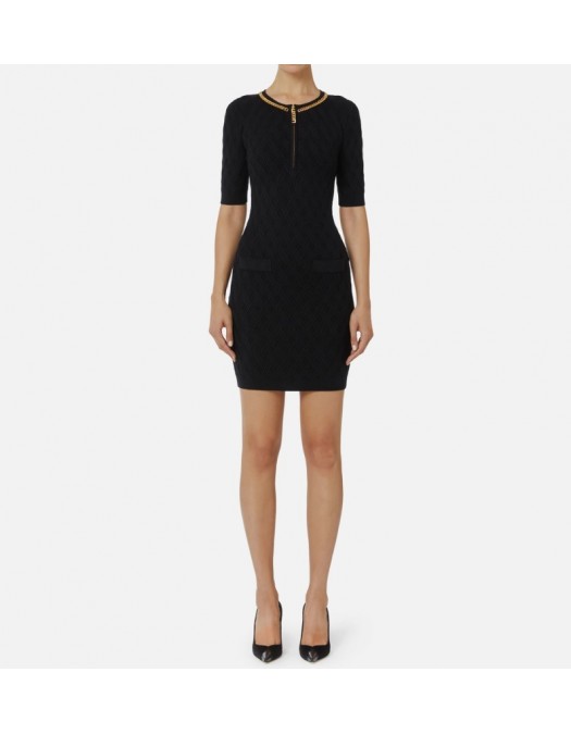 Rochie ELISABETTA FRANCHI ,Mini dress in knit fabric with diamonds - AM20B56E2110 Rochie ELISABETTA FRANCHI ,Mini dress in knit fabric with diamonds - AM20B56E2110
