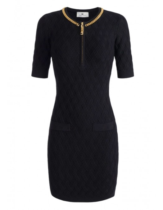 Rochie ELISABETTA FRANCHI ,Mini dress in knit fabric with diamonds - AM20B56E2110 Rochie ELISABETTA FRANCHI ,Mini dress in knit fabric with diamonds - AM20B56E2110