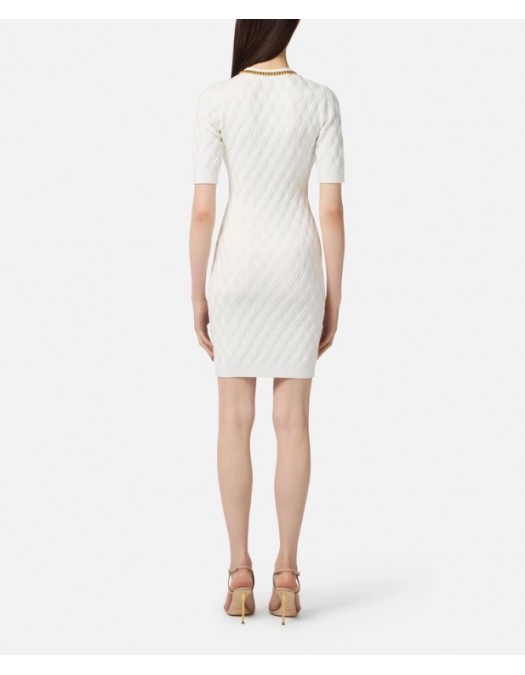 Rochie ELISABETTA FRANCHI ,Mini dress in knit fabric with diamonds White - AM20B56E2360 Rochie ELISABETTA FRANCHI ,Mini dress in knit fabric with diamonds White - AM20B56E2360