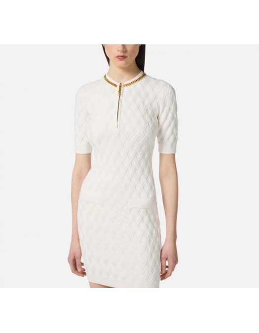 Rochie ELISABETTA FRANCHI ,Mini dress in knit fabric with diamonds White - AM20B56E2360 Rochie ELISABETTA FRANCHI ,Mini dress in knit fabric with diamonds White - AM20B56E2360