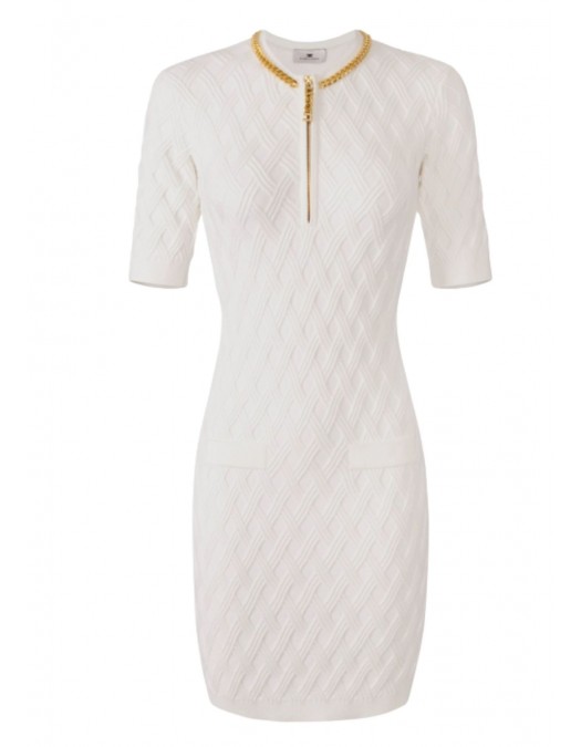 Rochie ELISABETTA FRANCHI ,Mini dress in knit fabric with diamonds White - AM20B56E2360 Rochie ELISABETTA FRANCHI ,Mini dress in knit fabric with diamonds White - AM20B56E2360