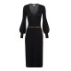 ROCHIE ELISABETTA FRANCHI, Viscose and silk knit dress with belt,Black - AM22B56E2110