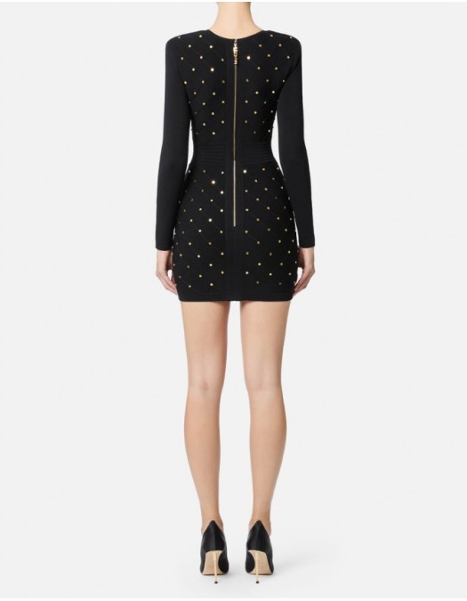 ROCHIE ELISABETTA FRANCHI,Mini dress in knit fabric with jewel details Black - AM25S57E2110