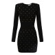 ROCHIE ELISABETTA FRANCHI,Mini dress in knit fabric with jewel details Black - AM25S57E2110