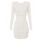 Rochie ELISABETTA FRANCHI ,Mini dress in knit fabric with jewel details,White