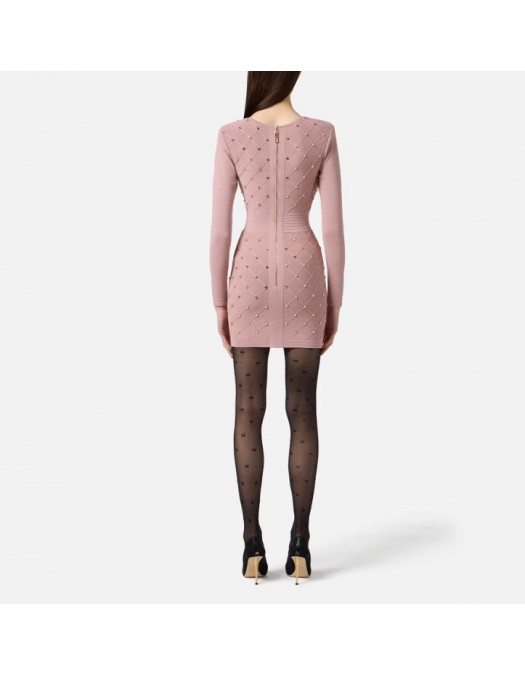 Rochie ELISABETTA FRANCHI ,Mini dress in knit fabric with jewel details - AM25S57E2EA6