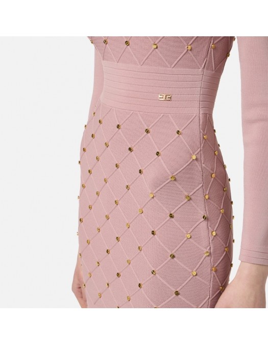 Rochie ELISABETTA FRANCHI ,Mini dress in knit fabric with jewel details - AM25S57E2EA6