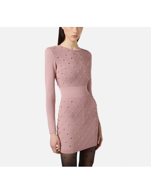 Rochie ELISABETTA FRANCHI ,Mini dress in knit fabric with jewel details - AM25S57E2EA6