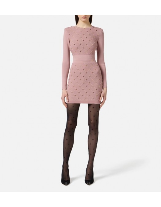 Rochie ELISABETTA FRANCHI ,Mini dress in knit fabric with jewel details - AM25S57E2EA6