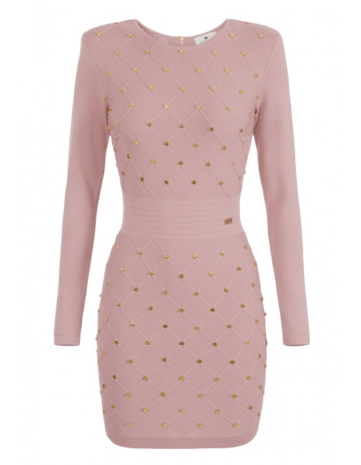 Rochie ELISABETTA FRANCHI ,Mini dress in knit fabric with jewel details - AM25S57E2EA6