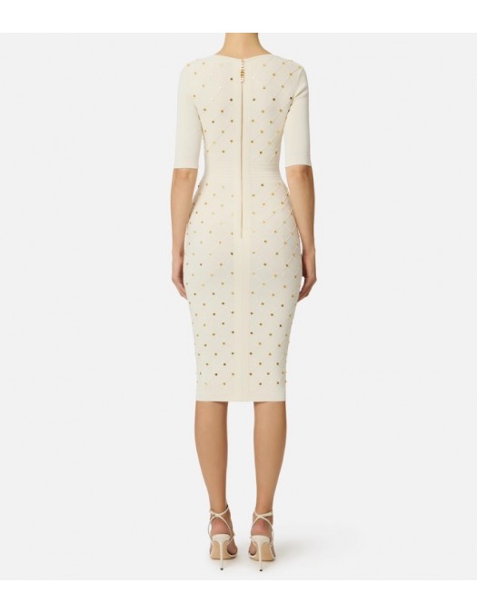 Rochie ELISABETTA FRANCHI ,Knit dress with jewel details - AM26S57E2DZ9