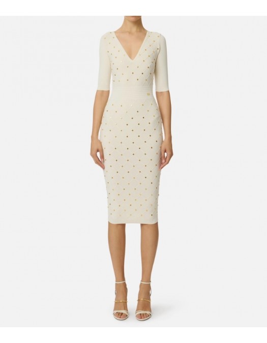 Rochie ELISABETTA FRANCHI ,Knit dress with jewel details - AM26S57E2DZ9