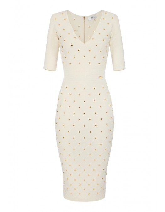 Rochie ELISABETTA FRANCHI ,Knit dress with jewel details - AM26S57E2DZ9