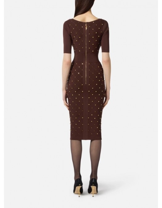 Rochie ELISABETTA FRANCHI ,Knit dress with jewel details - AM26S57E2EA3