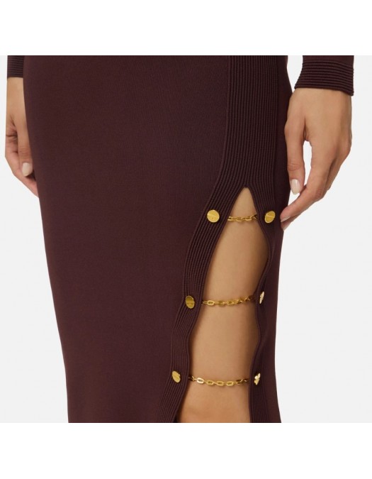 Rochie ELISABETTA FRANCHI, Viscose knit dress with jewel cufflinks,Slim - AM28S57E3EA4 Rochie ELISABETTA FRANCHI, Viscose knit dress with jewel cufflinks,Slim - AM28S57E3EA4