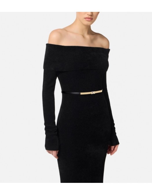 ROCHIE ELISABETTA FRANCHI,Red Carpet chenille dress with belt - AM34S57E2110