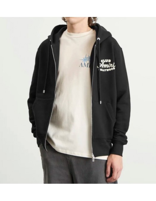 Hanorac AMIRI,Club Amiri Zip Hoodie - AMJYHD1123BLACK Hanorac AMIRI,Club Amiri Zip Hoodie - AMJYHD1123BLACK