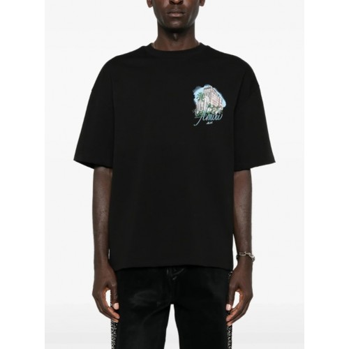 TRICOU AMIRI,Black Oversized Hotel Print T-Shirt TRICOU AMIRI,Black Oversized Hotel Print T-Shirt