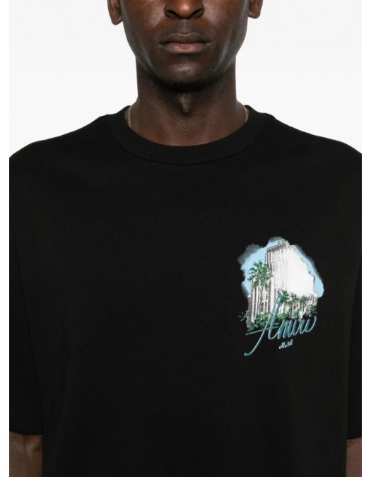 TRICOU AMIRI,Black Oversized Hotel Print T-Shirt - AMJYTE1236BLACK