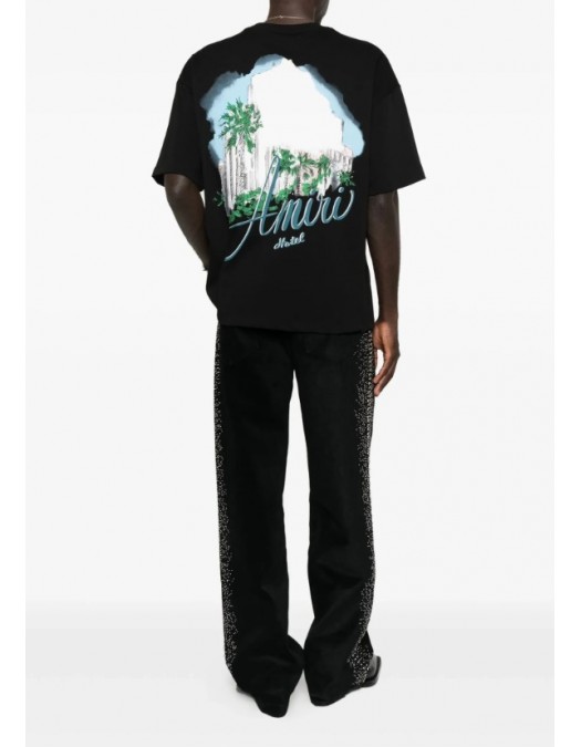 TRICOU AMIRI,Black Oversized Hotel Print T-Shirt - AMJYTE1236BLACK