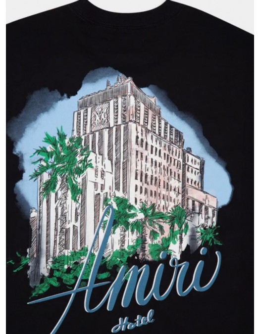 TRICOU AMIRI,Black Oversized Hotel Print T-Shirt - AMJYTE1236BLACK