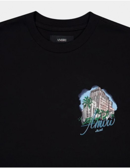 TRICOU AMIRI,Black Oversized Hotel Print T-Shirt - AMJYTE1236BLACK