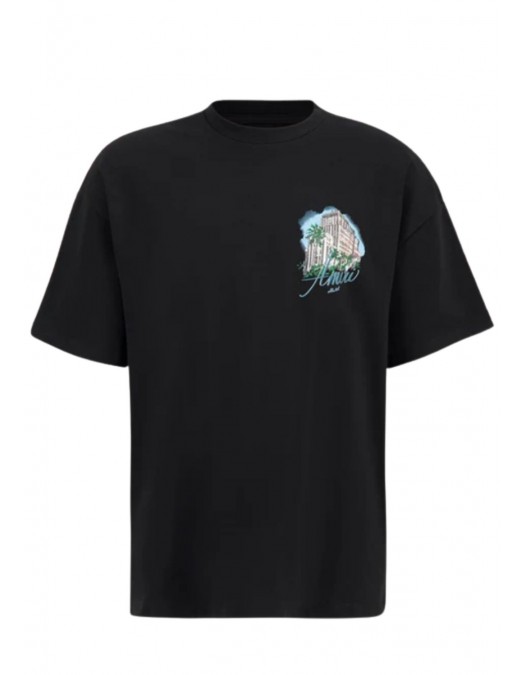 TRICOU AMIRI,Black Oversized Hotel Print T-Shirt - AMJYTE1236BLACK