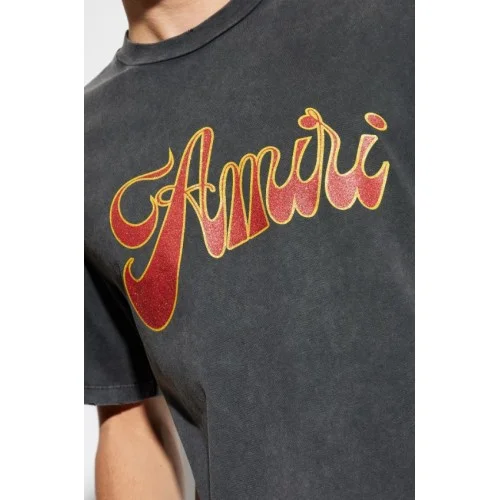 TRICOU AMIRI,GREY T-shirt with a logo and shimmering finish