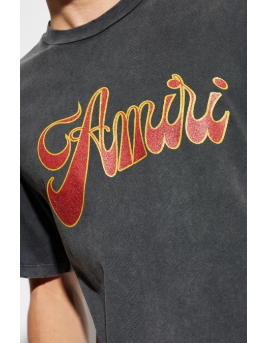 TRICOU AMIRI,GREY T-shirt with a logo and shimmering finish - AMJYTE1246BLACK