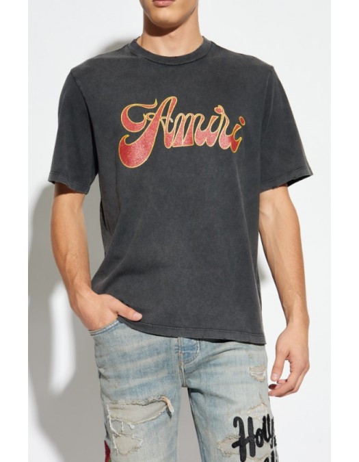 TRICOU AMIRI,GREY T-shirt with a logo and shimmering finish - AMJYTE1246BLACK