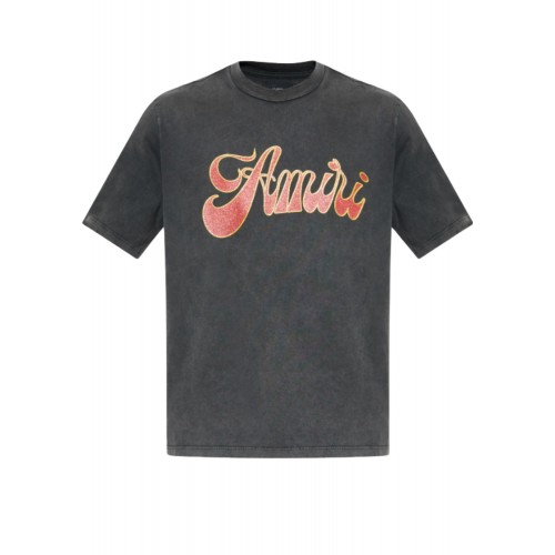 TRICOU AMIRI,GREY T-shirt with a logo and shimmering finish TRICOU AMIRI,GREY T-shirt with a logo and shimmering finish