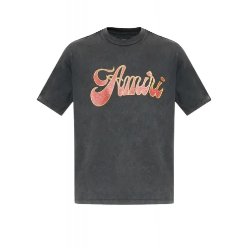 TRICOU AMIRI,GREY T-shirt with a logo and shimmering finish
