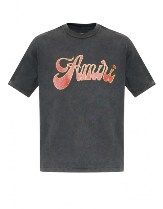 TRICOU AMIRI,GREY T-shirt with a logo and shimmering finish - AMJYTE1246BLACK