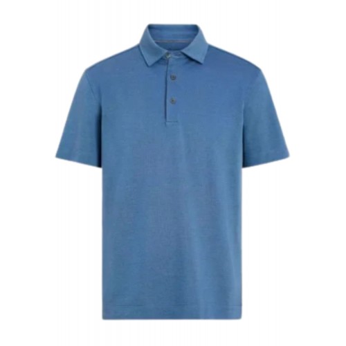 Tricou Zegna, Guler Polo, Albastru Tricou Zegna, Guler Polo, Albastru