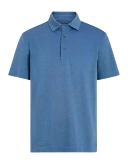 Tricou Zegna, Guler Polo, Albastru - B773E8319A5B07