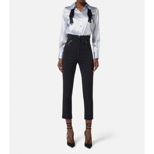 CAMASA ELISABETTA FRANCHI, Silk satin blouse with bow tie, Slim CAMASA ELISABETTA FRANCHI, Silk satin blouse with bow tie, Slim